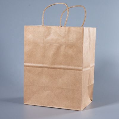 Aanpassen van uw eigen logo Flexo Printed Patch Handle Kraft Paper Takeaway Bag voor Fast Food