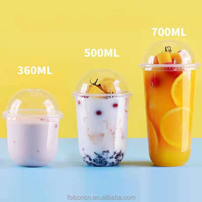 500 ml wegwerp PLA-plastic ronde bodem yoghurtbeker 96 kaliber biologisch afbreekbare U-beker