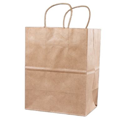 Aanpassen van uw eigen logo Flexo Printed Patch Handle Kraft Paper Takeaway Bag voor Fast Food