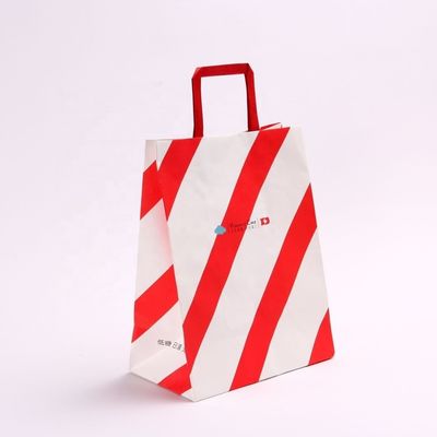 Aanpassen van uw eigen logo Flexo Printed Patch Handle Kraft Paper Takeaway Bag voor Fast Food