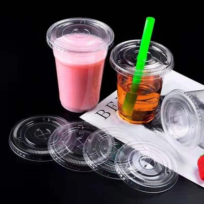 Milieuvriendelijke PET-plastic platte deksels dekking voor koude drank bekertje Voorbeeld vrij verstrekt
